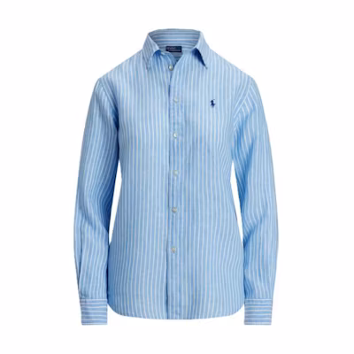 (Women) Polo Ralph Lauren Striped Button-Up Long Sleeve Shirt Blue 211970691004