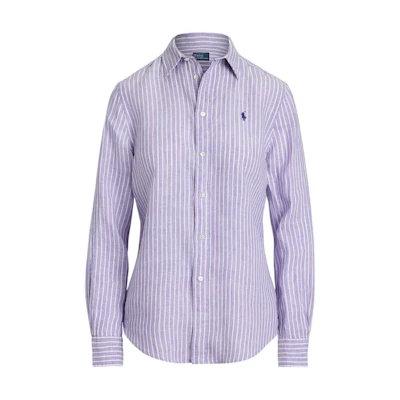 (Women) Polo Ralph Lauren Striped Button-Up Long Sleeve Shirt Purple 211970691-002