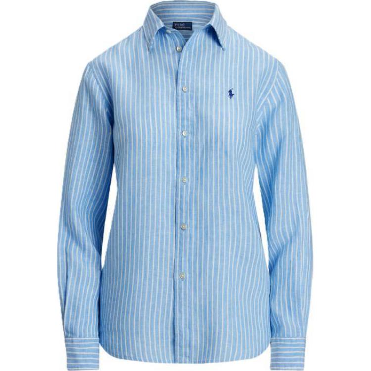 (Women) Polo Ralph Lauren  Striped Button-Up Long Sleeve Shirt Blue 211970691004 圖 2