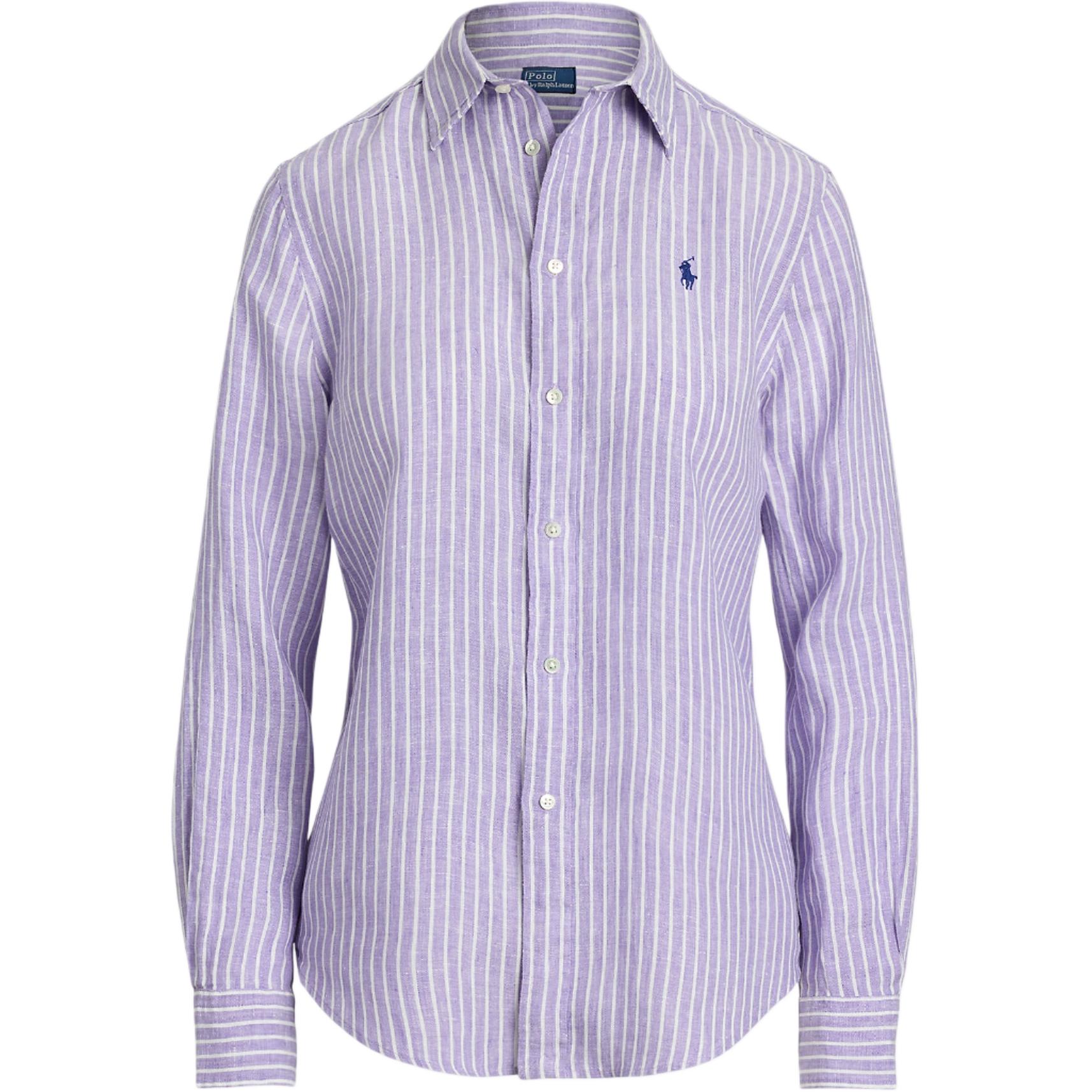 (Women) Polo Ralph Lauren  Striped Button-Up Long Sleeve Shirt Purple 211970691-002 圖 2
