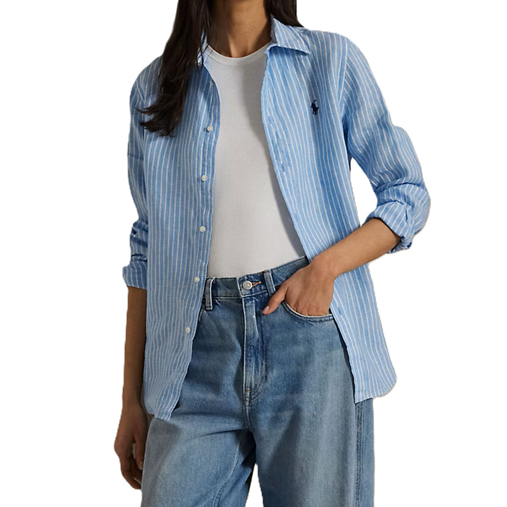 (Women) Polo Ralph Lauren  Striped Button-Up Long Sleeve Shirt Blue 211970691004 圖 3