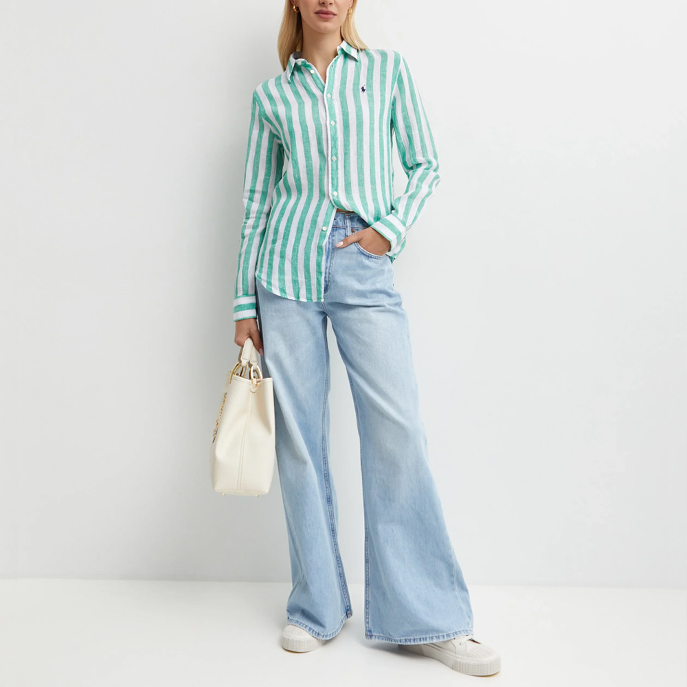 Lookbook (W) Polo Ralph Lauren 綠色條紋長袖襯衫 211970691-009