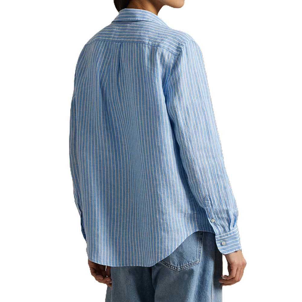(Women) Polo Ralph Lauren  Striped Button-Up Long Sleeve Shirt Blue 211970691004 圖 4