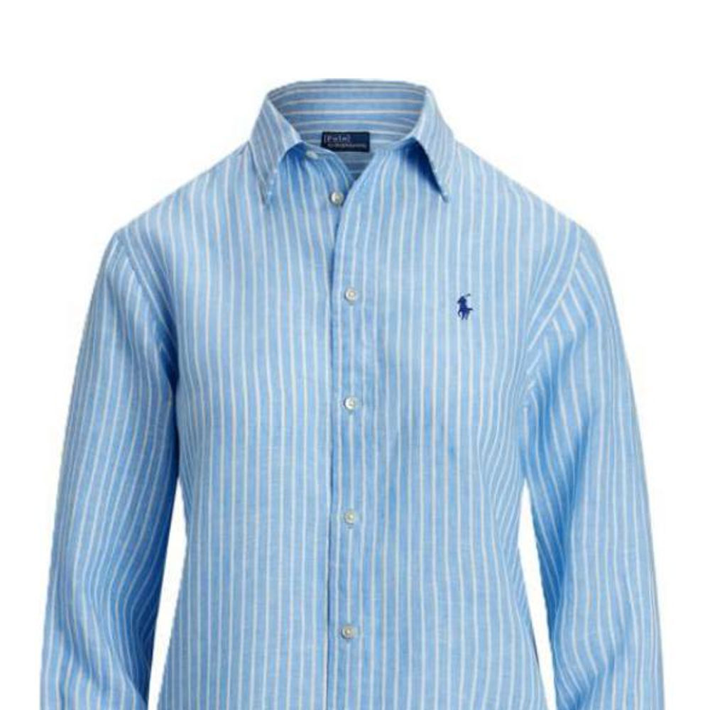 (Women) Polo Ralph Lauren  Striped Button-Up Long Sleeve Shirt Blue 211970691004 圖 5