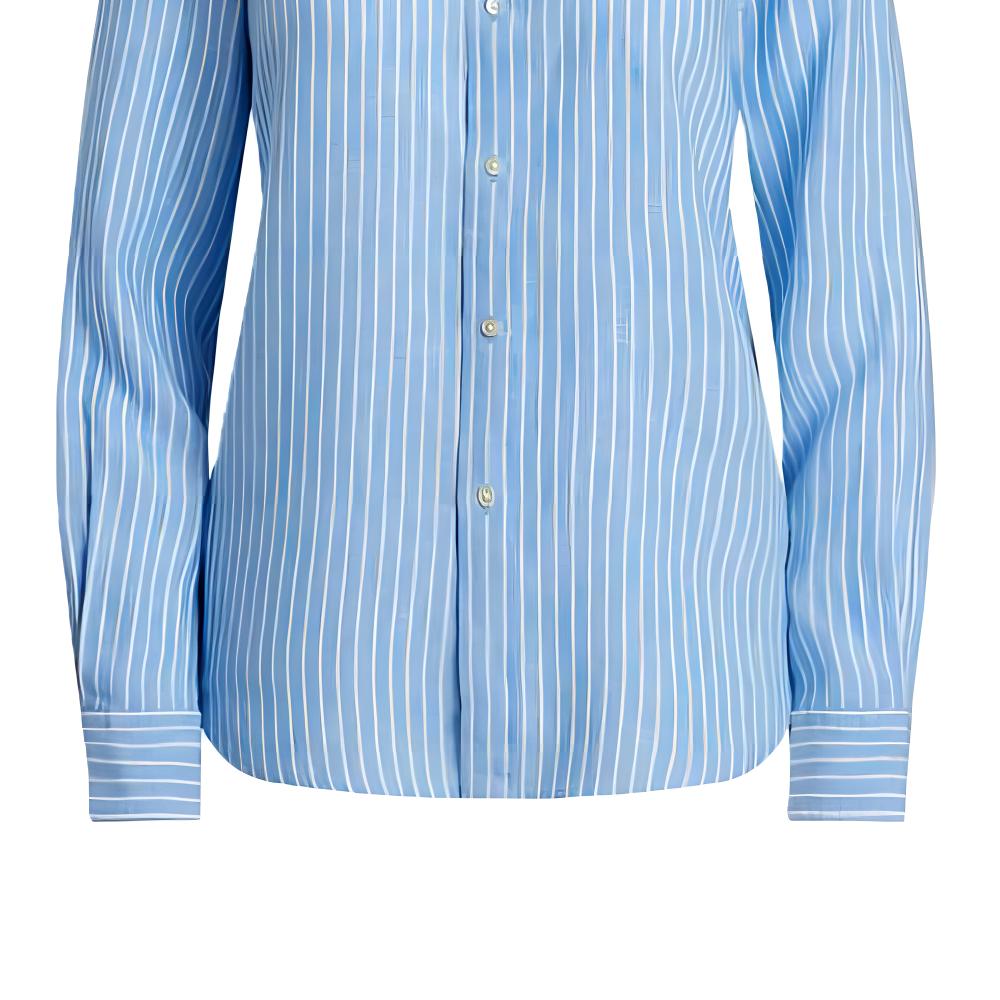 (Women) Polo Ralph Lauren  Striped Button-Up Long Sleeve Shirt Blue 211970691004 圖 6