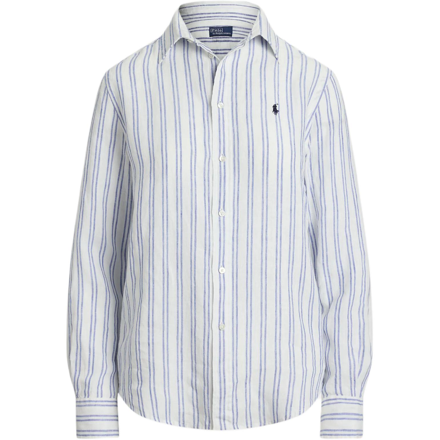 (Women) Polo Ralph Lauren  Striped Button Logo Long Sleeve Shirt Blue. 211970691-007 圖 2