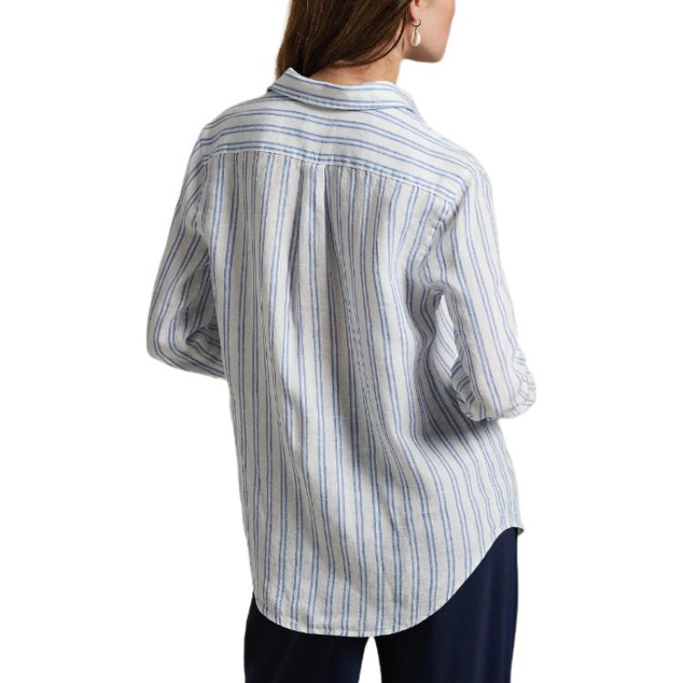 (Women) Polo Ralph Lauren  Striped Button Logo Long Sleeve Shirt Blue. 211970691-007 圖 6