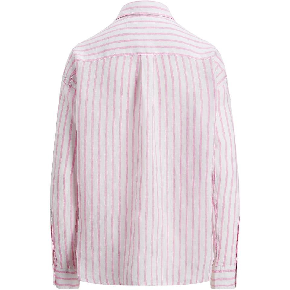 Lookbook (W) Polo Ralph Lauren 条纹亚麻衬衫宽松版 粉色. WMPOSHTNDO20886-999