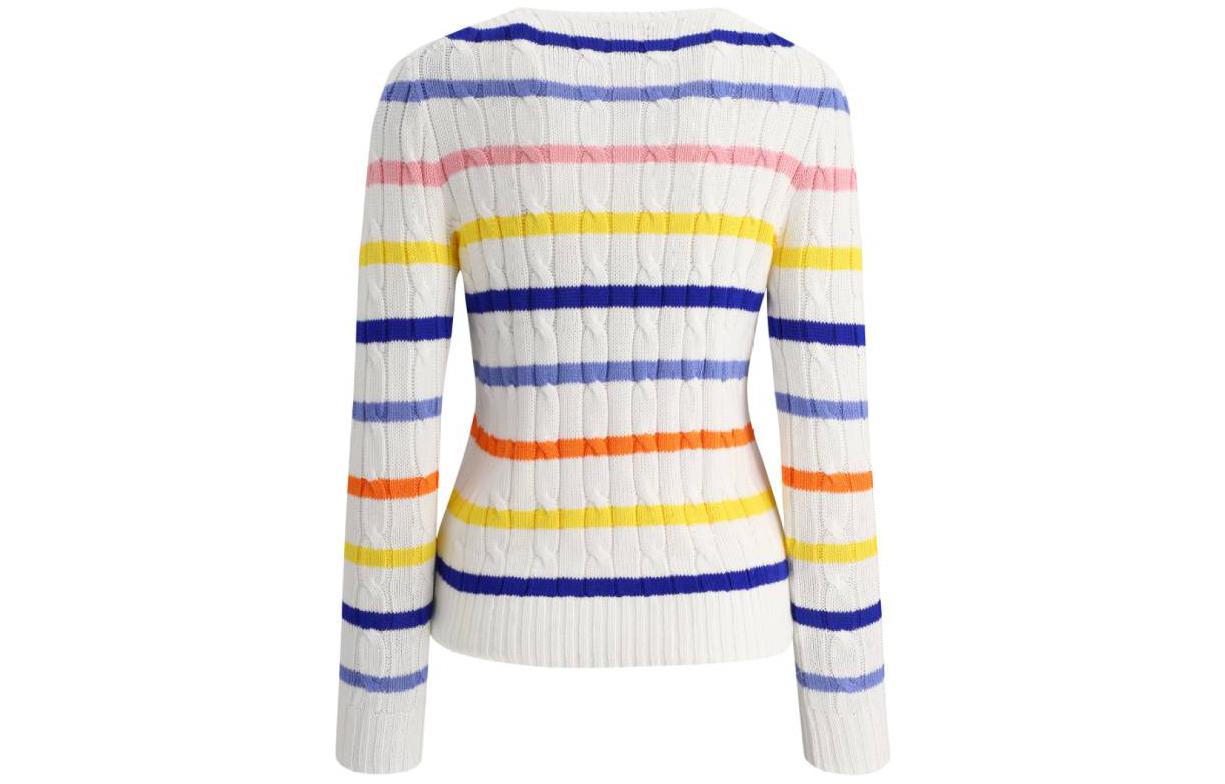 (Women) Polo Ralph Lauren  Striped Logo Embroidered Knit Sweater White SS23. 211904647-001 圖 3