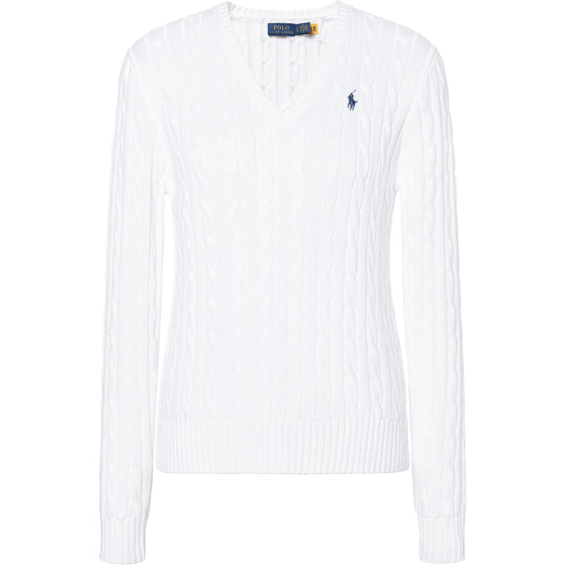 (Women) Polo Ralph Lauren  V-Neck Cable-Knit Cotton Sweater White. WMPOSWENC020655-100