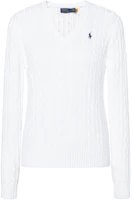 (Women) Polo Ralph Lauren V-Neck Cable-Knit Cotton Sweater White. WMPOSWENC020655-100 (Women) Polo Ralph Lauren V-Neck Cable-Knit Cotton Sweater White. WMPOSWENC020655-100