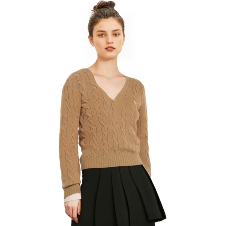 (Women) Polo Ralph Lauren  V-Neck Long Sleeve Knit Sweater Camel Color 211910422002-233 圖 5