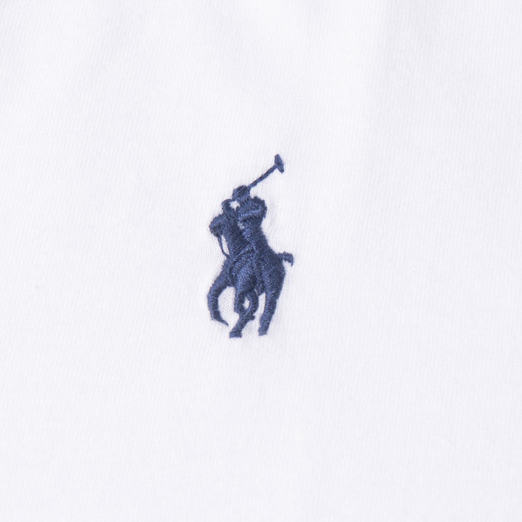 Sizing (W) Polo Ralph Lauren 刺繡標誌V領白色T恤。 211747406-003