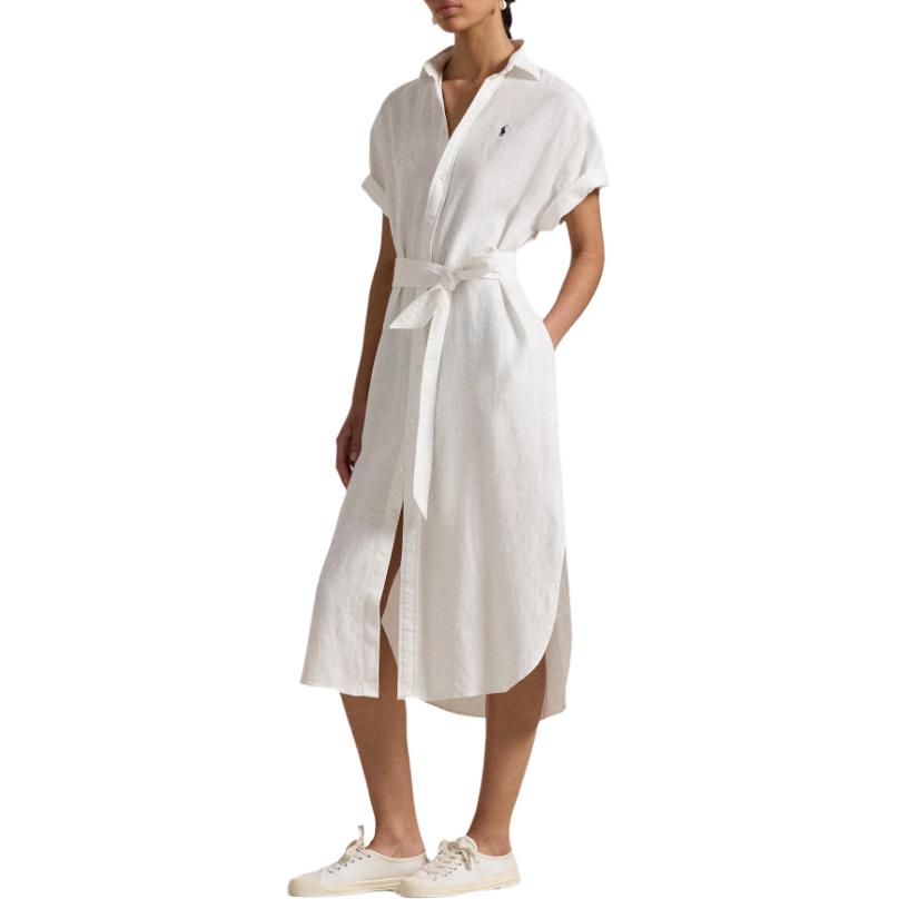 Lookbook (W) ポロラルフローレン ホワイト ベルト付き ミディシャツワンピース 半袖 211959912-002