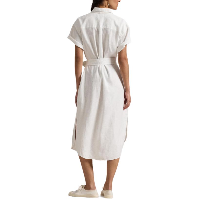 Shop (W) ポロラルフローレン ホワイト ベルト付き ミディシャツワンピース 半袖 211959912-002