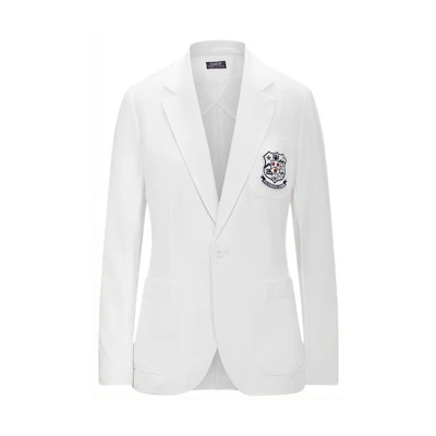 (Women) Polo Ralph Lauren White Blazer with Solid Logo Crest Design WMPOOTWN5V20139-100