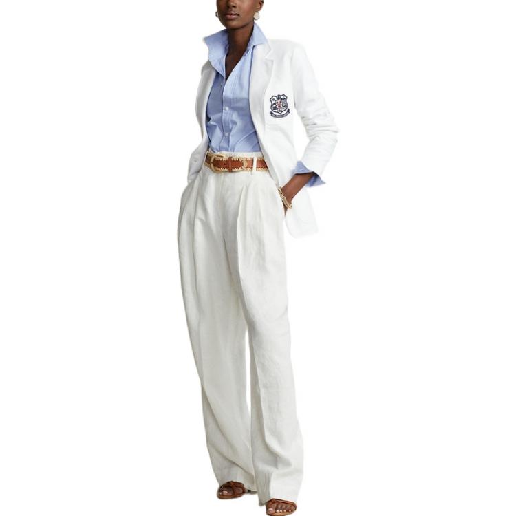 Lookbook (W) 폴로 랄프로렌 화이트 블레이저 솔리드 로고 크레스트 디자인 WMPOOTWN5V20139-100