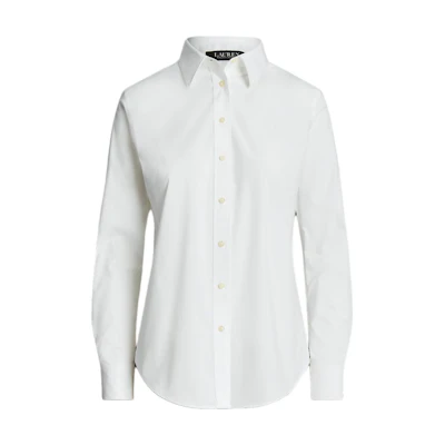 (Women) Polo Ralph Lauren White Button-Up Solid Long Sleeve Shirt. WMLRSHTS6820100-100