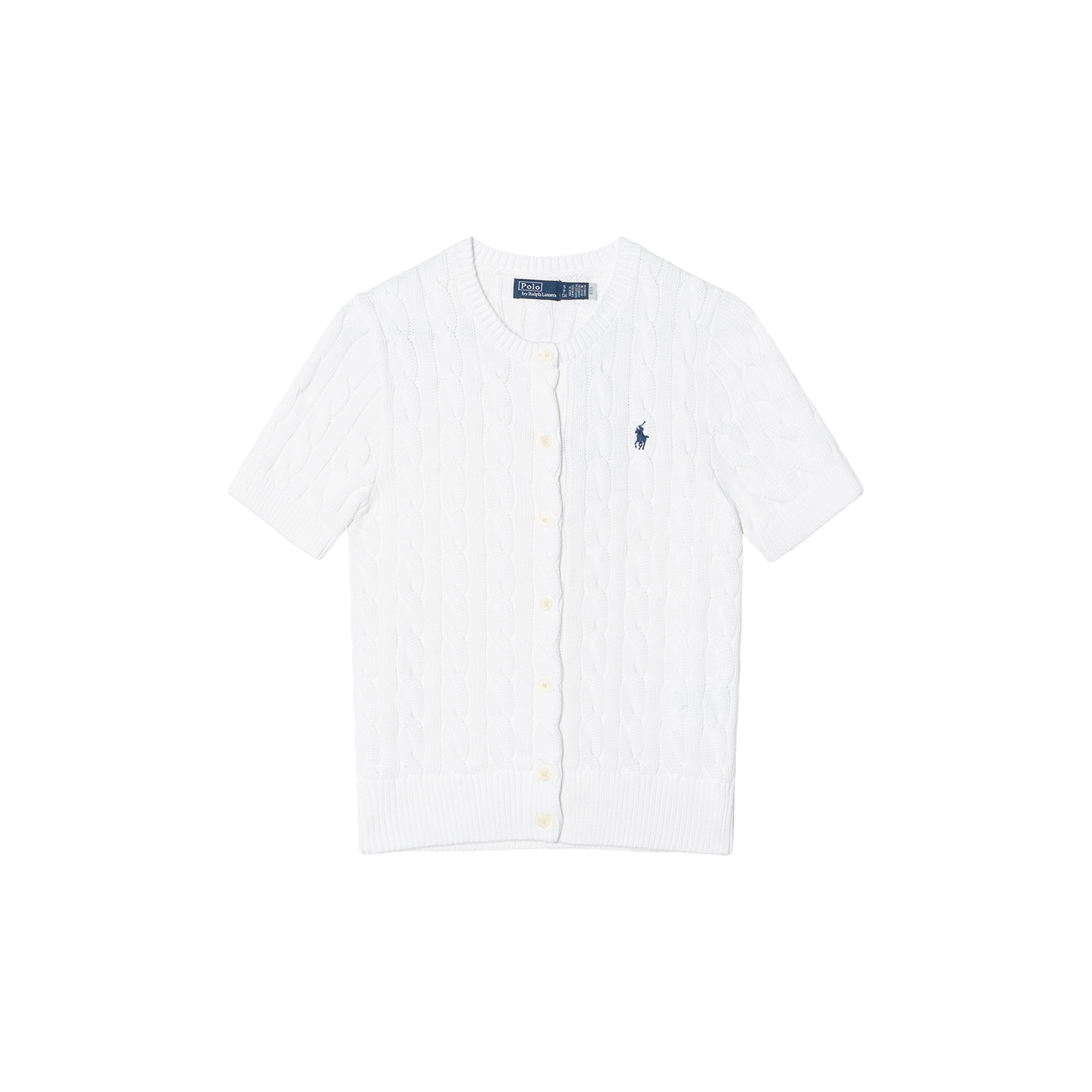 Order (W) Polo Ralph Lauren 白色繩結紋純棉短袖開襟外套上衣 100053185