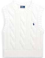 (Women) Polo Ralph Lauren White Cable Knit Sleeveless Crop Top with Pony Logo. WMPOSWENC021163-100 (Women) Polo Ralph Lauren White Cable Knit Sleeveless Crop Top with Pony Logo. WMPOSWENC021163-100