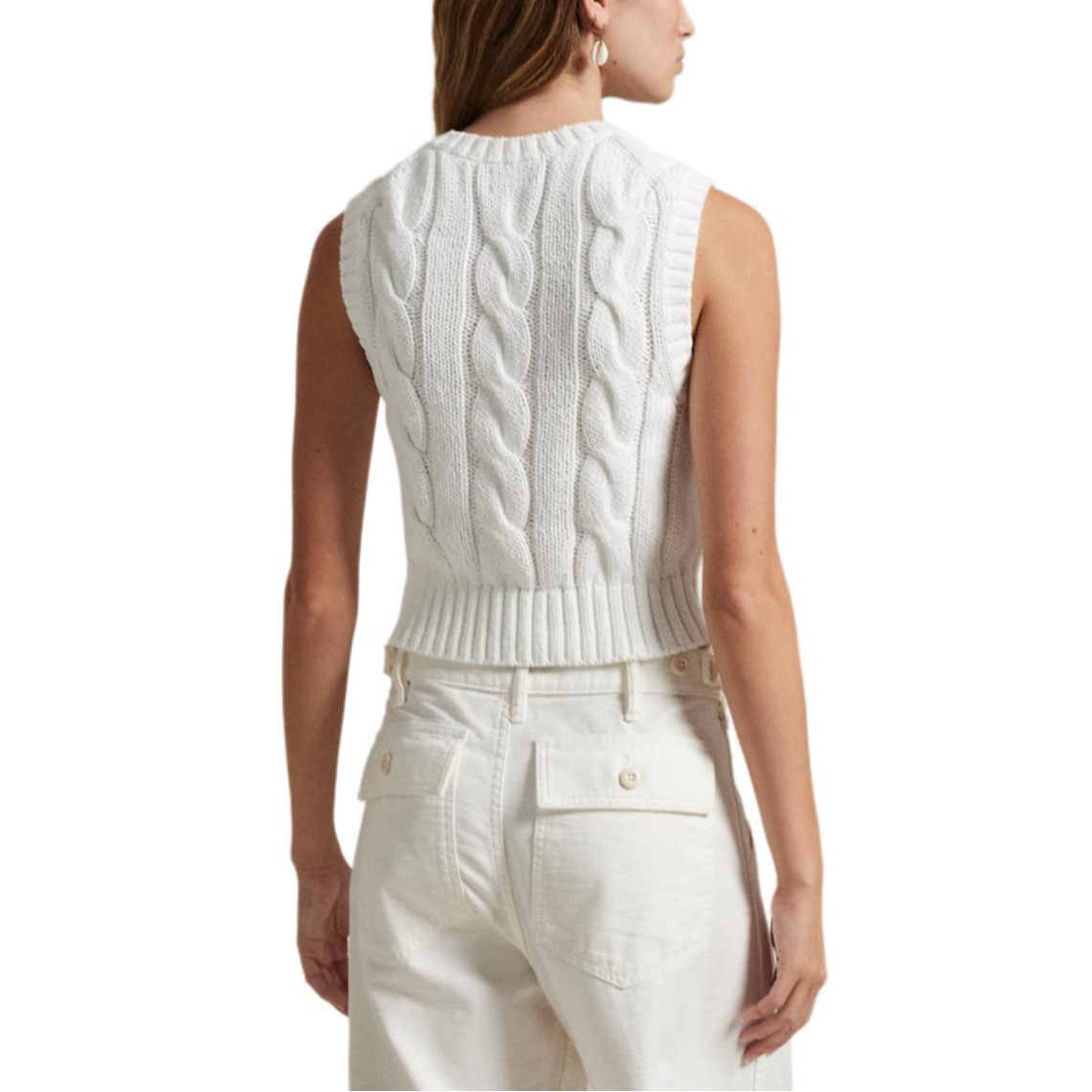 Purchase (W) Polo Ralph Lauren 白色馬球標誌針織無袖短版上衣. WMPOSWENC021163-100