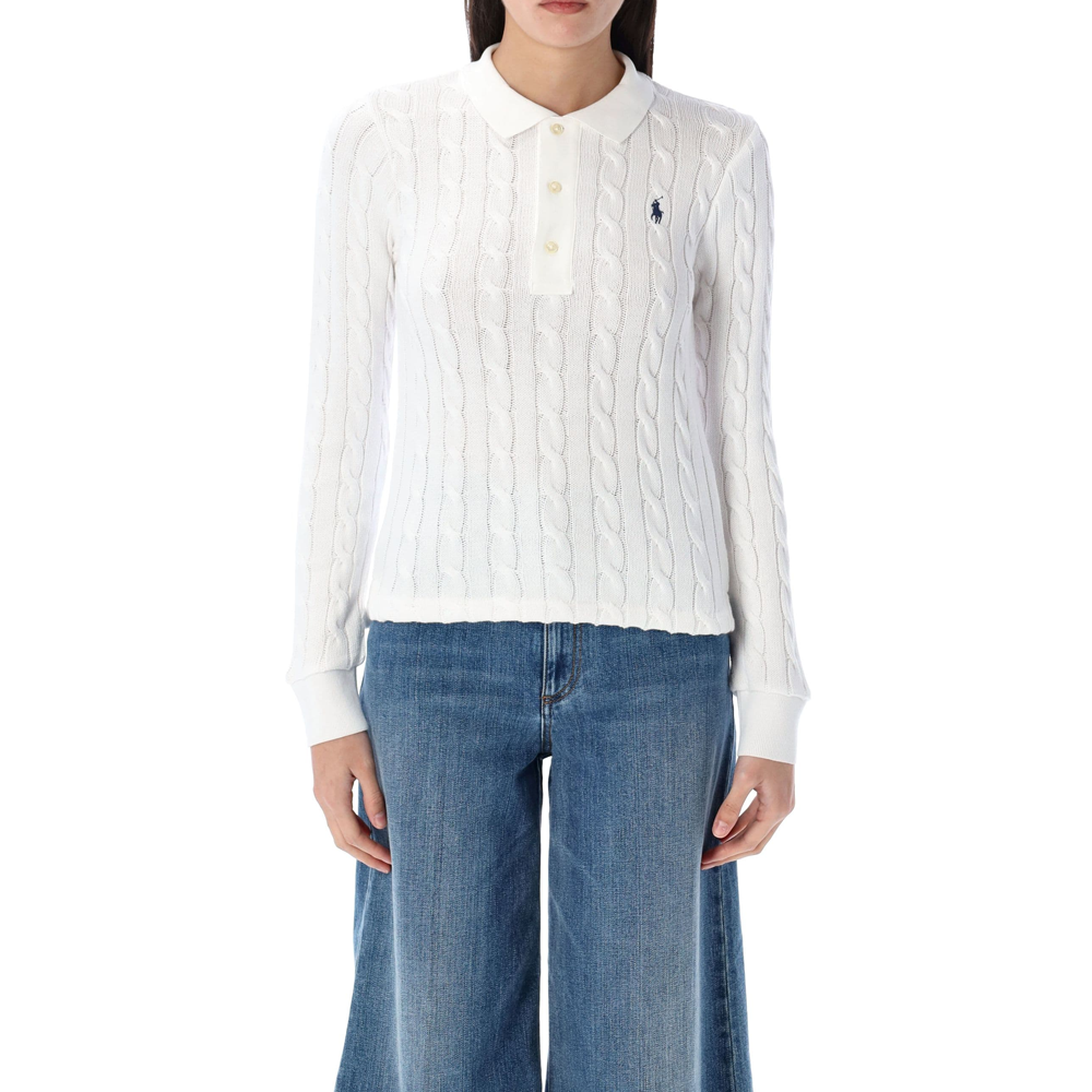 (Women) Polo Ralph Lauren  White Long Sleeve Knit Shirt with Embroidered Logo 211959100-005 圖 2