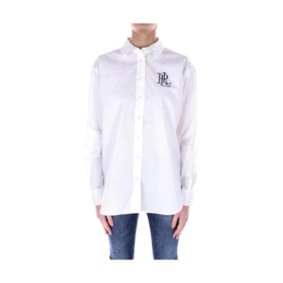 (Women) Polo Ralph Lauren White Long Sleeve Shirt with Logo and Comfort Fit. 200932538-001