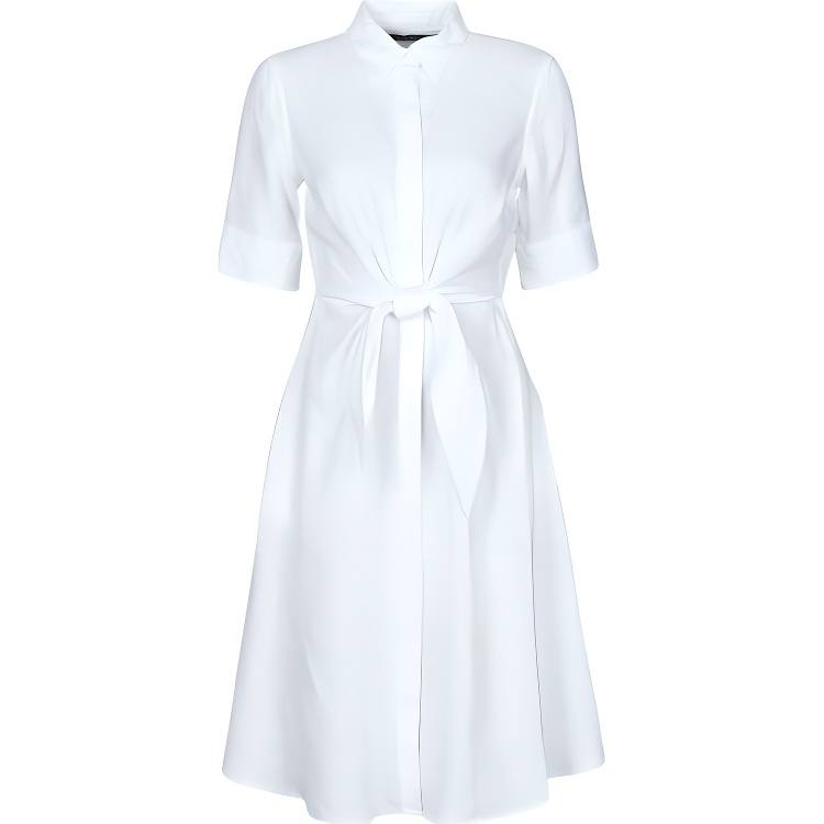 (Women) Polo Ralph Lauren  White Short-Sleeve Button-Down Midi Dress. 200831364-001