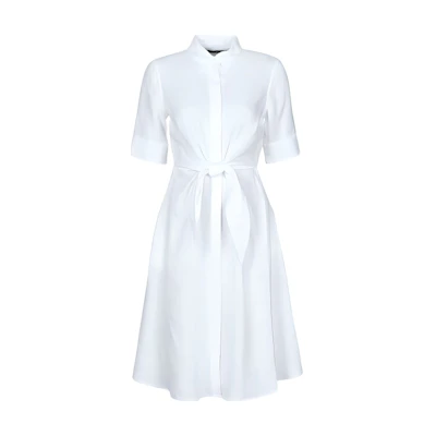 (Women) Polo Ralph Lauren White Short-Sleeve Button-Down Midi Dress. 200831364-001