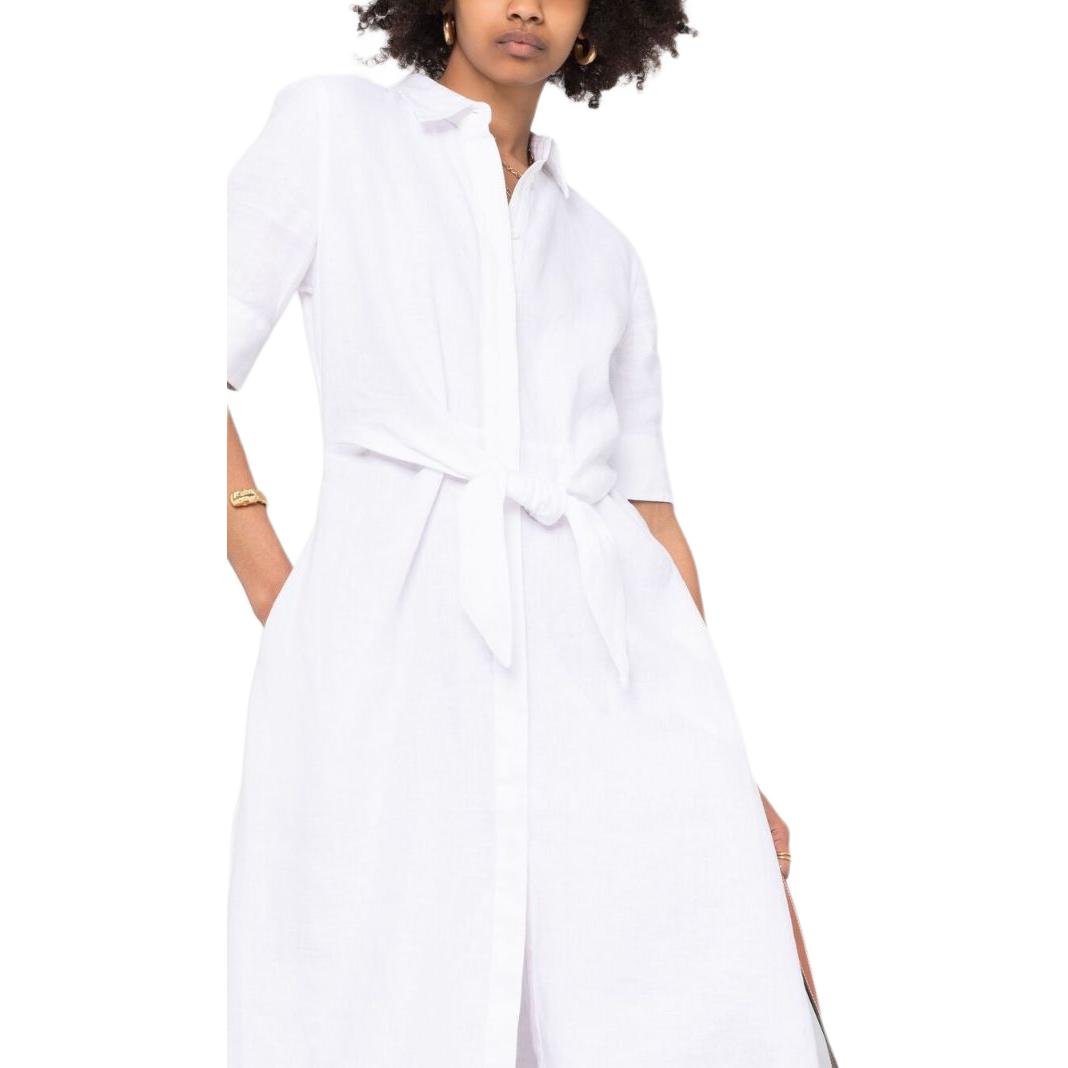 Details for (W) Polo Ralph Lauren Vestido Midi Blanco de Manga Corta con Botones. 200831364-001