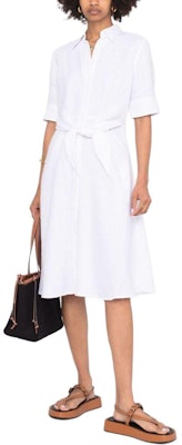 (W) Polo Ralph Lauren Vestido Midi Blanco de Manga Corta con Botones. 200831364-001 Sizing (W) Polo Ralph Lauren Vestido Midi Blanco de Manga Corta con Botones. 200831364-001