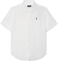 (Women) Polo Ralph Lauren White Short Sleeve Shirt with Pony Logo Embroidery. 211A92158-004 (Women) Polo Ralph Lauren White Short Sleeve Shirt with Pony Logo Embroidery. 211A92158-004