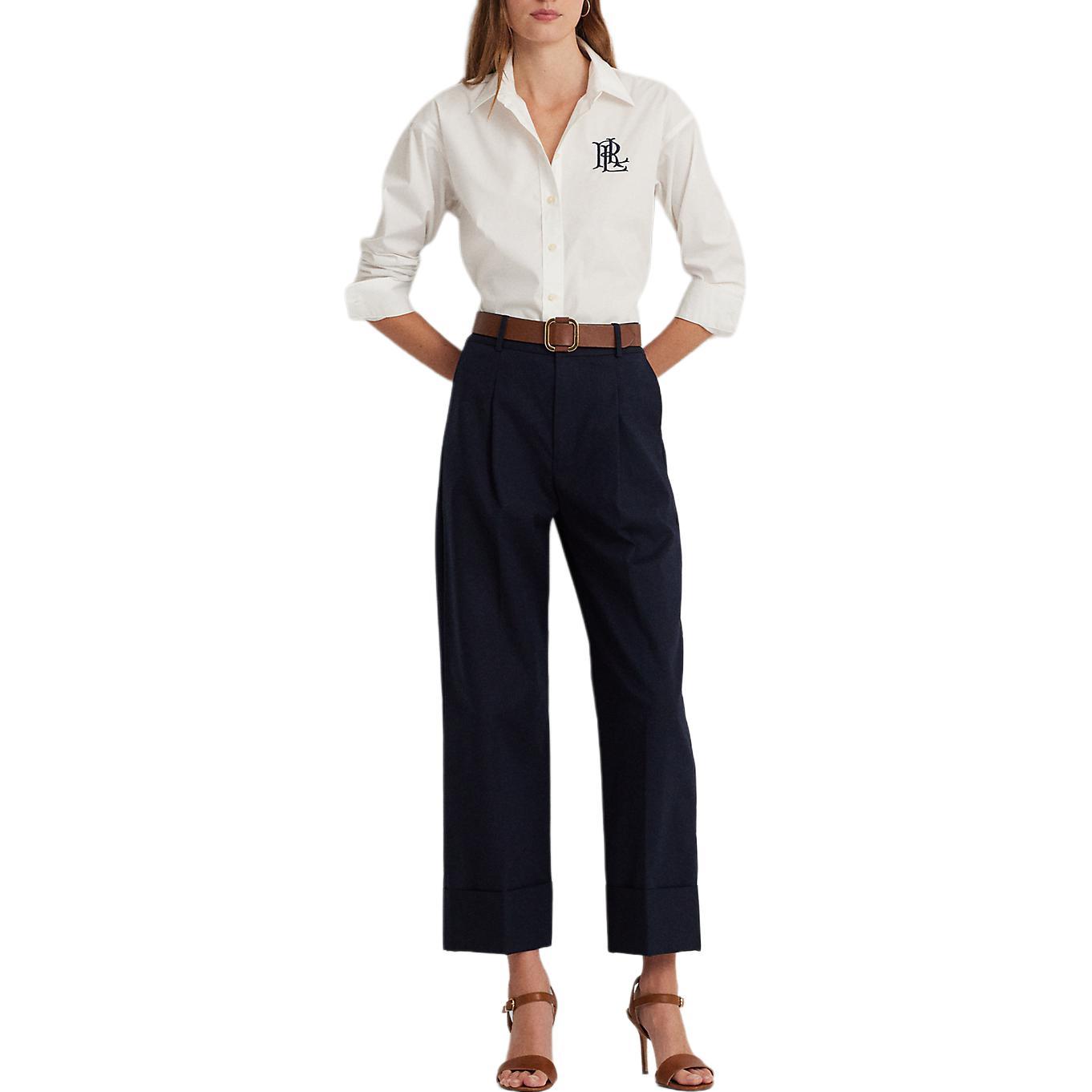 Lookbook (W) Polo Ralph Lauren Camisa Blanca de Manga Larga con Letras y Botón Simple WMLRSHTS6820379-100