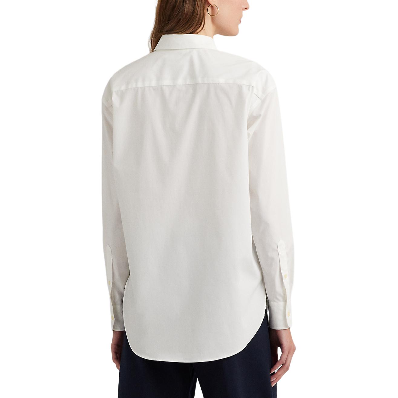 Purchase (W) Polo Ralph Lauren Camisa Blanca de Manga Larga con Letras y Botón Simple WMLRSHTS6820379-100