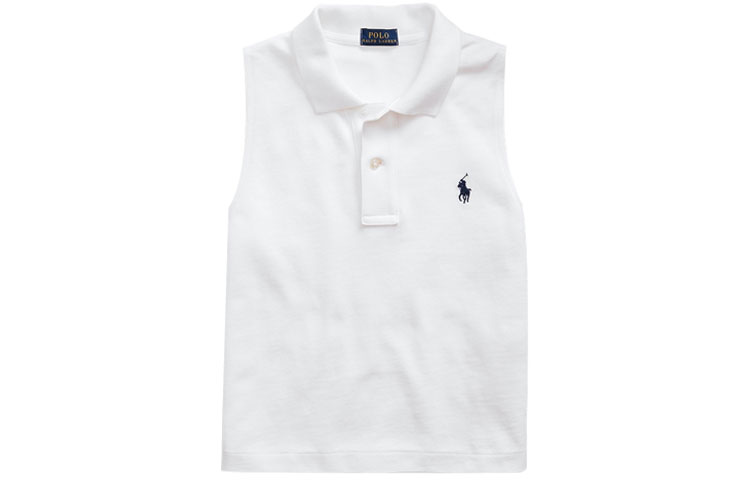 (Women) Polo Ralph Lauren  White Sleeveless Polo Shirt with Logo Embroidery. RL22314-100