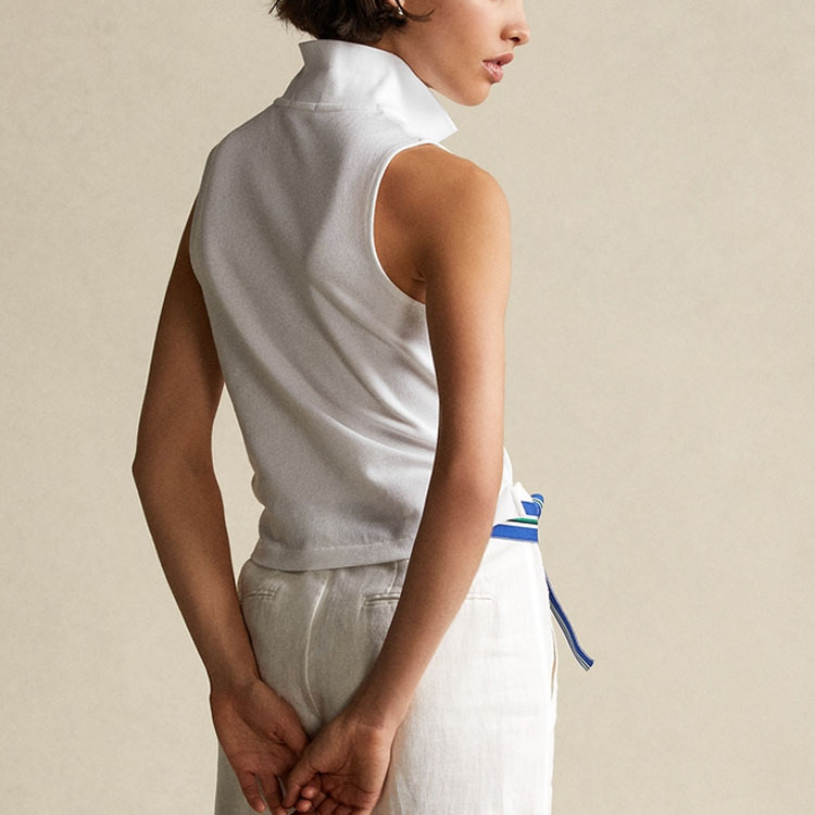 Shop (W) Polo Ralph Lauren 白色无袖标志刺绣 Polo 衫. RL22314-100