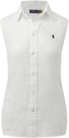 (Women) Polo Ralph Lauren White Sleeveless Shirt with Logo Embroidery. 211944354-001 (Women) Polo Ralph Lauren White Sleeveless Shirt with Logo Embroidery. 211944354-001