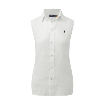 (Women) Polo Ralph Lauren White Sleeveless Shirt with Logo Embroidery. 211944354-001