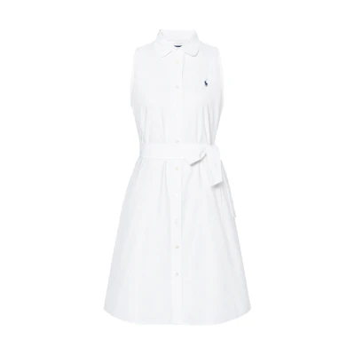 (Women) Polo Ralph Lauren White Sleeveless Shirt Dress with Belted Design. WMPODRSNFA20317-100