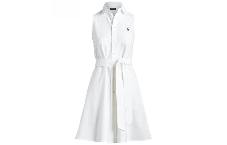 Order (W) 拉尔夫劳伦白色无袖衬衫连衣裙配腰带款式 WMPODRSNFA20317-100