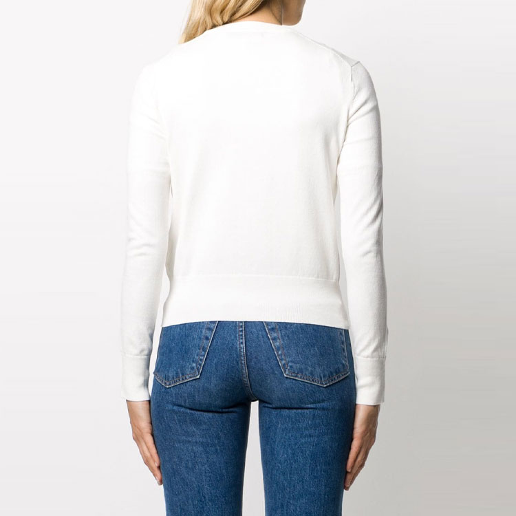 (Women) Polo Ralph Lauren  White Solid Logo Embroidered Knit Jacket Sweater. 211784759-003 圖 5