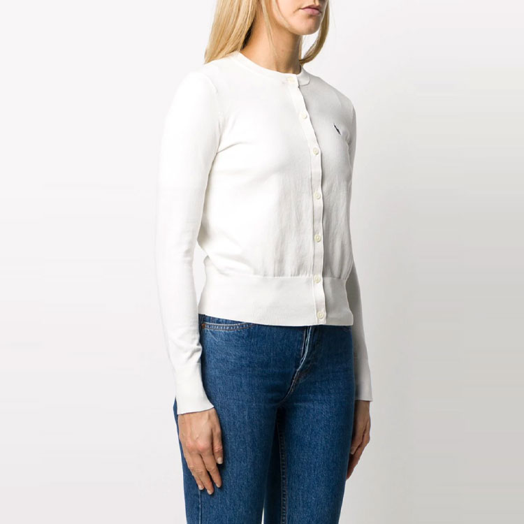 (Women) Polo Ralph Lauren  White Solid Logo Embroidered Knit Jacket Sweater. 211784759-003 圖 6