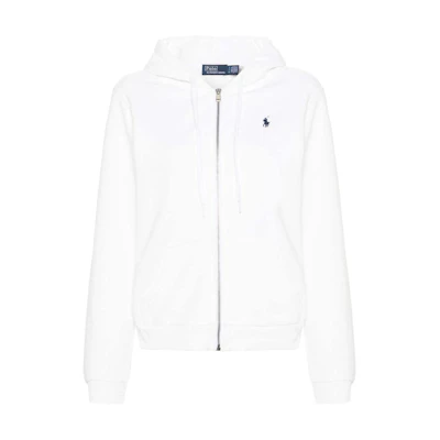 (Women) Polo Ralph Lauren White Zip-Up Hoodie Jacket with Long Sleeves. 211943008-001
