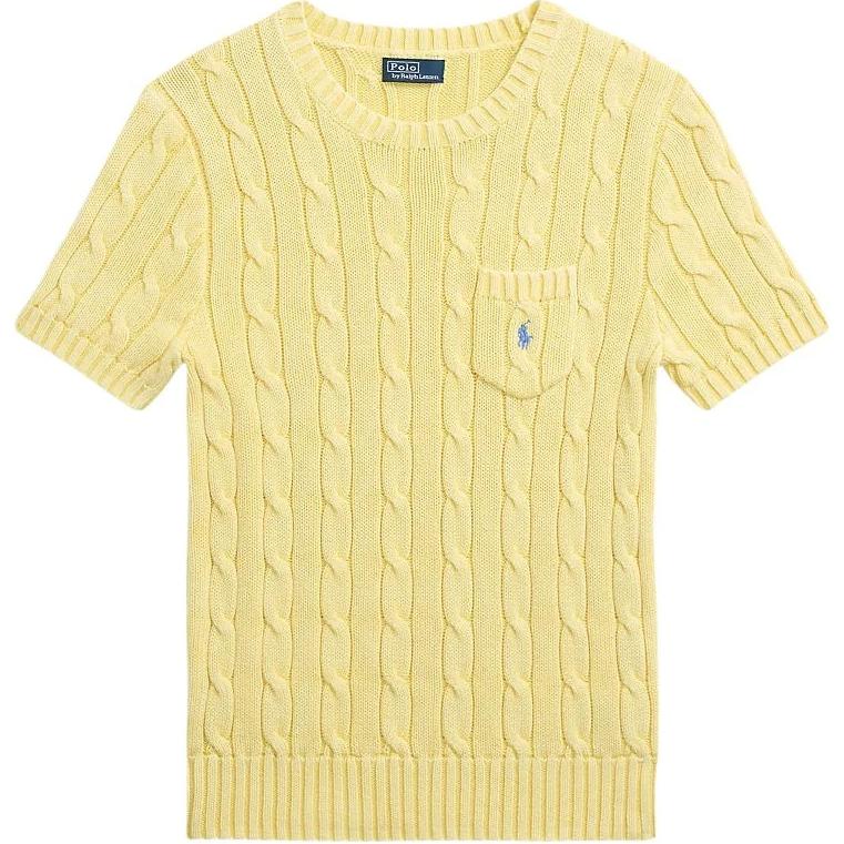 Order (W) ポロ ラルフ ローレン イエローロゴ クルーネック ニット 半袖 Tシャツ 211895379-015