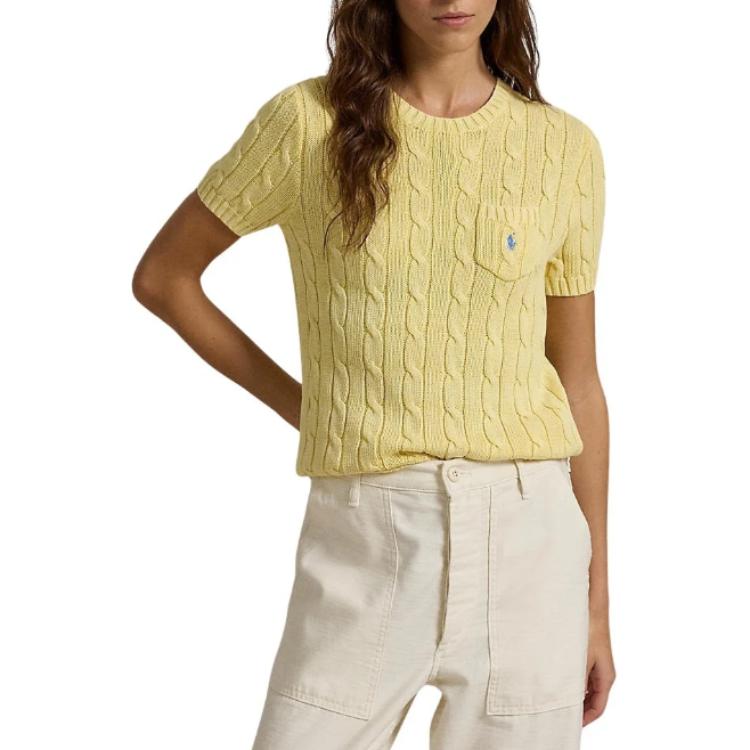 Shop (W) ポロ ラルフ ローレン イエローロゴ クルーネック ニット 半袖 Tシャツ 211895379-015