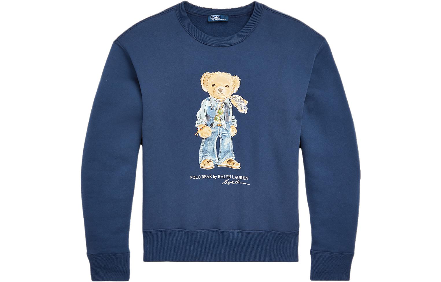 (Women) Polo Ralph Lauren Bear Embroidered Crewneck Sweatshirt Navy Blue WMPOKNINFB20503-410
