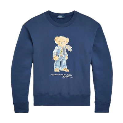 (Women) Polo Ralph Lauren Bear Embroidered Crewneck Sweatshirt Navy Blue WMPOKNINFB20503-410