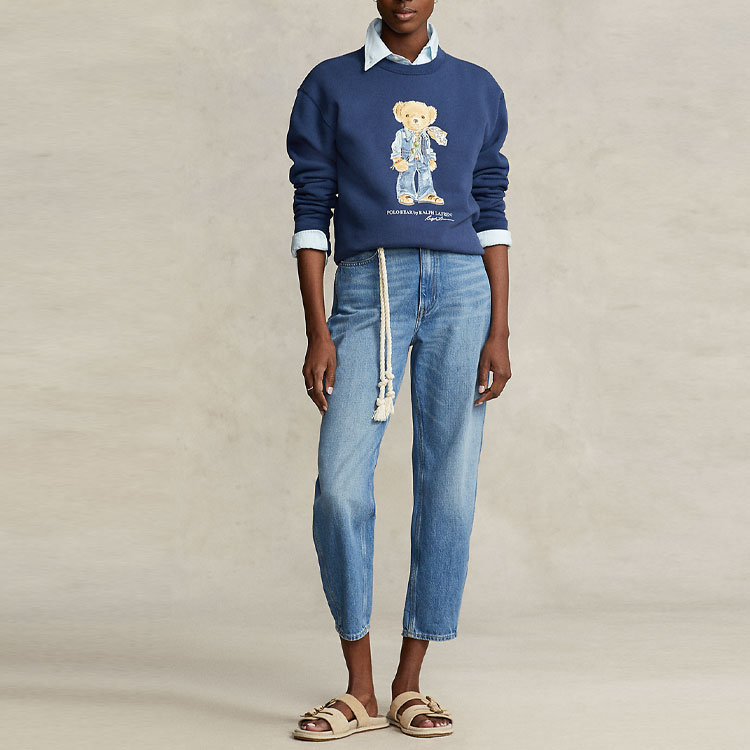 (Women) Polo Ralph Lauren Bear Embroidered Crewneck Sweatshirt Navy Blue WMPOKNINFB20503-410 圖 3