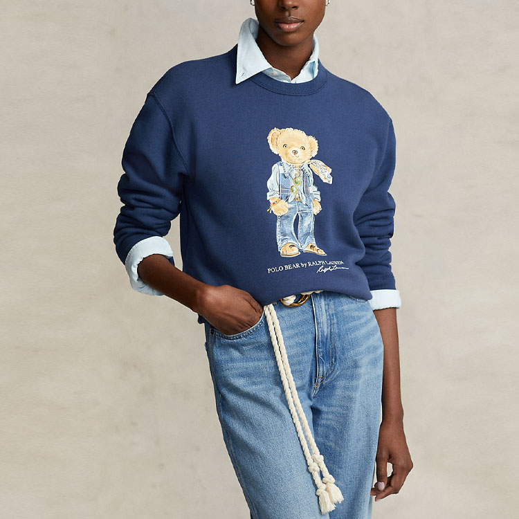 (Women) Polo Ralph Lauren Bear Embroidered Crewneck Sweatshirt Navy Blue WMPOKNINFB20503-410 圖 4