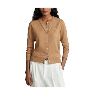 (Women) Polo Ralph Lauren Beige Solid Logo Button-Up Knit Long Sleeve Sweater. 211891672-008